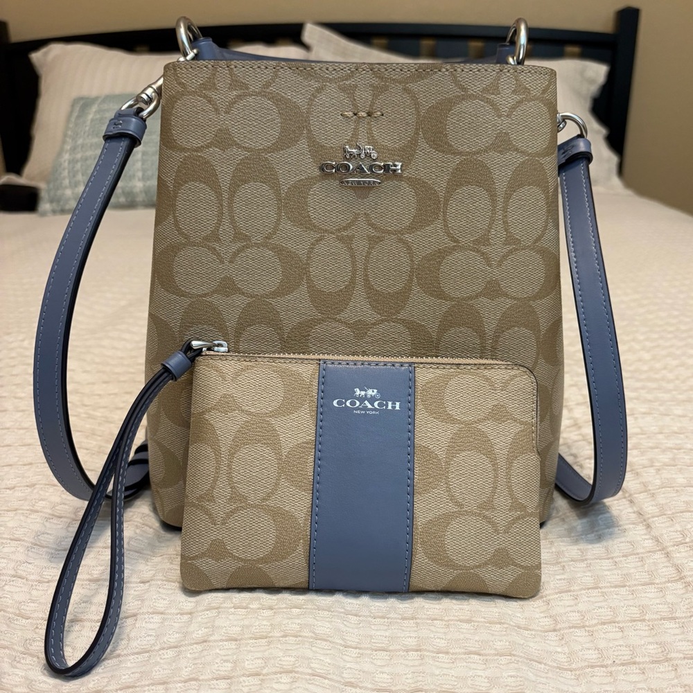 Coach Beige and Perwinkle Crossbody Bag Set